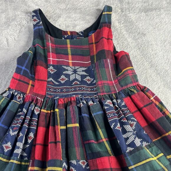 Ralph Lauren Girls Dress 4T Tartan Plaid‎ Patchwork Cotton Red Sleeveless Lined - Picture 14 of 14